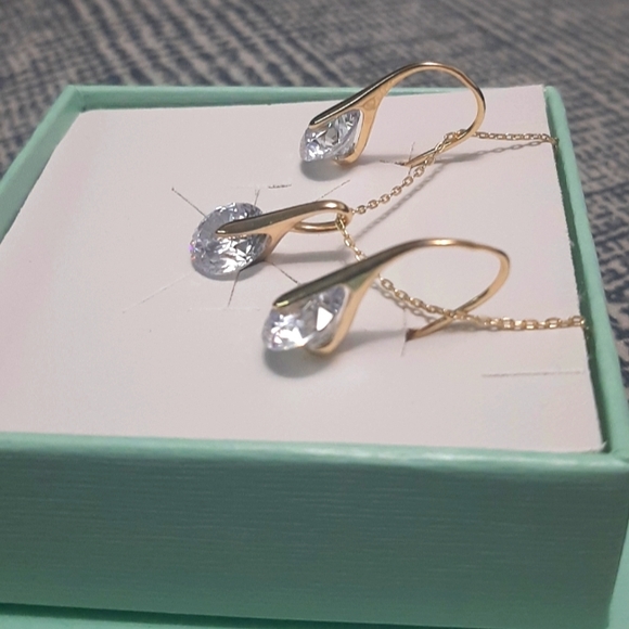 Real Cubic Zirconia Gold Plated Silver Set - Picture 4 of 10